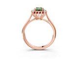 Rose gold Fancy Green Emerald  Cut Diamond Halo Ring with Solitaire Band and Prong Setting_56