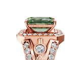 Rose gold Fancy Green Emerald Cut Diamond Halo Ring with Split Shank and Bezel Accents and Four-Prong Setting_5