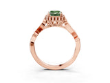 Rose gold Fancy Green Emerald Cut Diamond Halo Ring with Vintage Split Shank and Four-Prong Setting_40