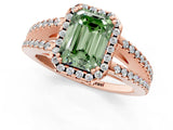 Rose gold Fancy Green Emerald Cut Diamond Halo Split Shank Engagement Ring_60