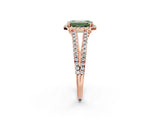 Rose gold Fancy Green Emerald Cut Diamond Halo Split Shank Engagement Ring_61