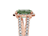 Rose gold Fancy Green Emerald Cut Diamond Halo Split Shank Engagement Ring_64