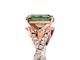 Rose gold Fancy Green Emerald Cut Diamond  Halo Twist Band Solitaire Prong Setting Ring_53