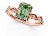 Rose gold Fancy Green Emerald  Cut Diamond Milgrain Marquise Band with Prong Setting_4