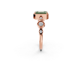 Rose gold Fancy Green Emerald  Cut Diamond Milgrain Marquise Band with Prong Setting_5