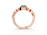 Rose gold Fancy Green Emerald  Cut Diamond Milgrain Marquise Band with Prong Setting_6