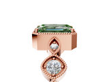 Rose gold Fancy Green Emerald  Cut Diamond Milgrain Marquise Band with Prong Setting_8