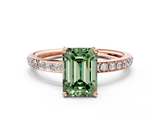 Rose gold Fancy Green Emerald  Cut Diamond Pavé Band Ring with Four-Prong Setting_24