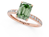 Rose gold Fancy Green Emerald  Cut Diamond Pavé Band Ring with Four-Prong Setting_25
