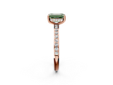 Rose gold Fancy Green Emerald  Cut Diamond Pavé Band Ring with Four-Prong Setting_26