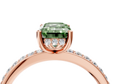 Rose gold Fancy Green Emerald  Cut Diamond Pavé Band Ring with Four-Prong Setting_28