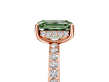 Rose gold Fancy Green Emerald  Cut Diamond Pavé Band Ring with Four-Prong Setting_29