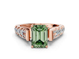 Rose gold Fancy Green Emerald  Cut Diamond Pavé Band Solitaire with Four-Prong Setting_15