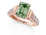 Rose gold Fancy Green Emerald  Cut Diamond Pavé Band Solitaire with Four-Prong Setting_16