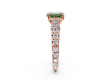 Rose gold Fancy Green Emerald  Cut Diamond Pavé Band Solitaire with Four-Prong Setting_17