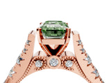 Rose gold Fancy Green Emerald  Cut Diamond Pavé Band Solitaire with Four-Prong Setting_19