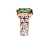 Rose gold Fancy Green Emerald  Cut Diamond Pavé Band Solitaire with Four-Prong Setting_20