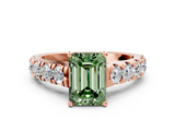 Rose gold Fancy Green Emerald  Cut Diamond Pavé Band Solitaire with Four-Prong Setting_3