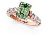 Rose gold Fancy Green Emerald  Cut Diamond Pavé Band Solitaire with Four-Prong Setting_4