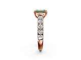 Rose gold Fancy Green Emerald  Cut Diamond Pavé Band Solitaire with Four-Prong Setting_5