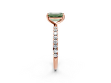 Rose gold Fancy Green Emerald  Cut Diamond Pavé Band Solitaire with Four-Prong Setting_5