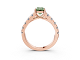 Rose gold Fancy Green Emerald  Cut Diamond Pavé Band Solitaire with Four-Prong Setting_6