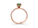 Rose gold Fancy Green Emerald  Cut Diamond Pavé Band Solitaire with Four-Prong Setting_6