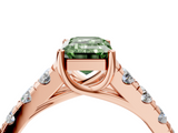 Rose gold Fancy Green Emerald  Cut Diamond Pavé Band Solitaire with Four-Prong Setting_7