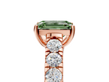 Rose gold Fancy Green Emerald  Cut Diamond Pavé Band Solitaire with Four-Prong Setting_8