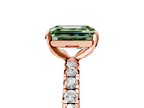 Rose gold Fancy Green Emerald  Cut Diamond Pavé Band with Four-Prong Setting_25