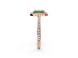 Rose gold Fancy Green Emerald Cut Diamond Pavé Halo Ring with Four-Prong Setting_38