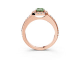 Rose gold Fancy Green Emerald Cut Diamond Pavé Halo Ring with Four-Prong Setting_39