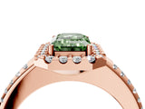 Rose gold Fancy Green Emerald Cut Diamond Pavé Halo Ring with Four-Prong Setting_40