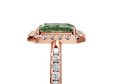 Rose gold Fancy Green Emerald Cut Diamond Pavé Halo Ring with Four-Prong Setting_41
