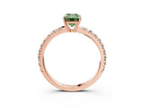 Rose gold Fancy Green Emerald Cut Diamond Pavé Solitaire Engagement Ring with Four-Prong Setting_74