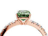 Rose gold Fancy Green Emerald Cut Diamond Pavé Solitaire Engagement Ring with Four-Prong Setting_75