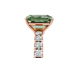Rose gold Fancy Green Emerald Cut Diamond Pavé Solitaire Engagement Ring with Four-Prong Setting_76