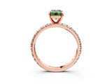 Rose gold Fancy Green Emerald Cut Diamond Pavé Solitaire Ring with Round Band and Prong Setting_27