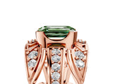 Rose gold Fancy Green Emerald Cut Diamond Pave Art Deco Split Shank Ring with Four-Prong Setting_5