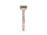 Rose gold Fancy Green Emerald Cut Diamond Pave Band Solitaire Ring with Four-Prong Setting_60