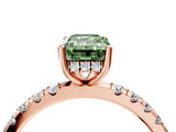 Rose gold Fancy Green Emerald Cut Diamond Pave Band Solitaire Ring with Four-Prong Setting_62