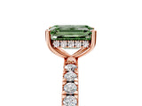 Rose gold Fancy Green Emerald Cut Diamond Pave Band Solitaire Ring with Four-Prong Setting_63