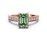 Rose gold Fancy Green Emerald  Cut Diamond Pave Band with Four-Prong Setting_20