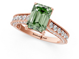 Rose gold Fancy Green Emerald  Cut Diamond Pave Band with Four-Prong Setting_21