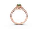 Rose gold Fancy Green Emerald  Cut Diamond Pave Band with Four-Prong Setting_23