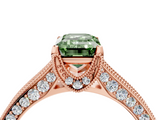 Rose gold Fancy Green Emerald  Cut Diamond Pave Band with Four-Prong Setting_24