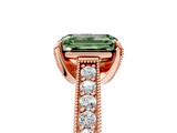 Rose gold Fancy Green Emerald  Cut Diamond Pave Band with Four-Prong Setting_25