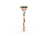 Rose gold Fancy Green Emerald  Cut Diamond Ring with Baguette Side Stones, Channel Set Band, and Four-Prong Setting_26