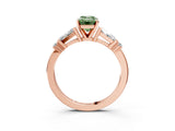 Rose gold Fancy Green Emerald  Cut Diamond Ring with Baguette Side Stones, Channel Set Band, and Four-Prong Setting_27