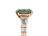 Rose gold Fancy Green Emerald  Cut Diamond Ring with Baguette Side Stones, Channel Set Band, and Four-Prong Setting_29